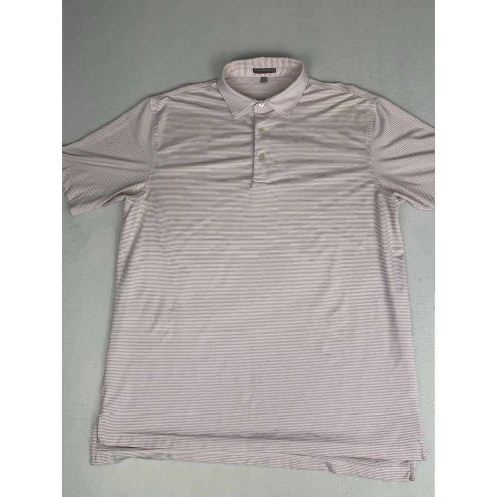 PETER MILLAR Summer Comfort STRIPED Pink & Wht Sz‎ L Golf Business Casual
